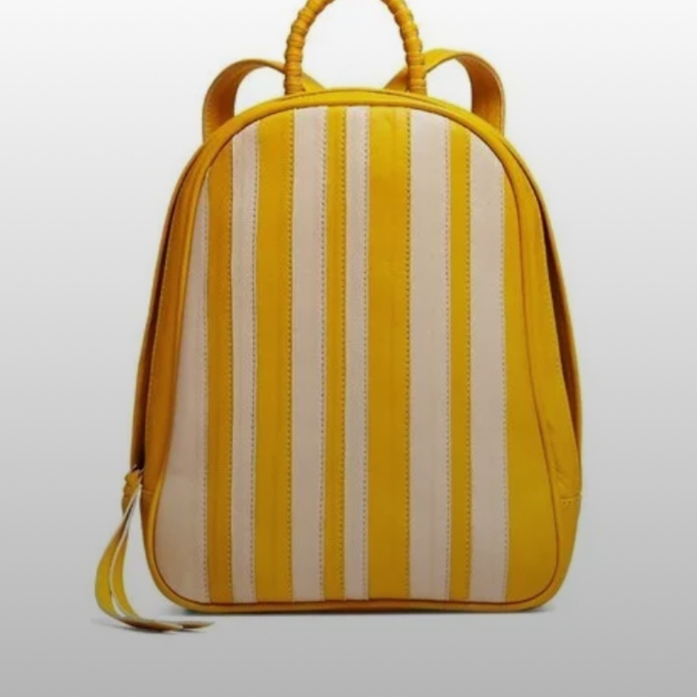 Cleobella Yellow and Cream Striped Backpack